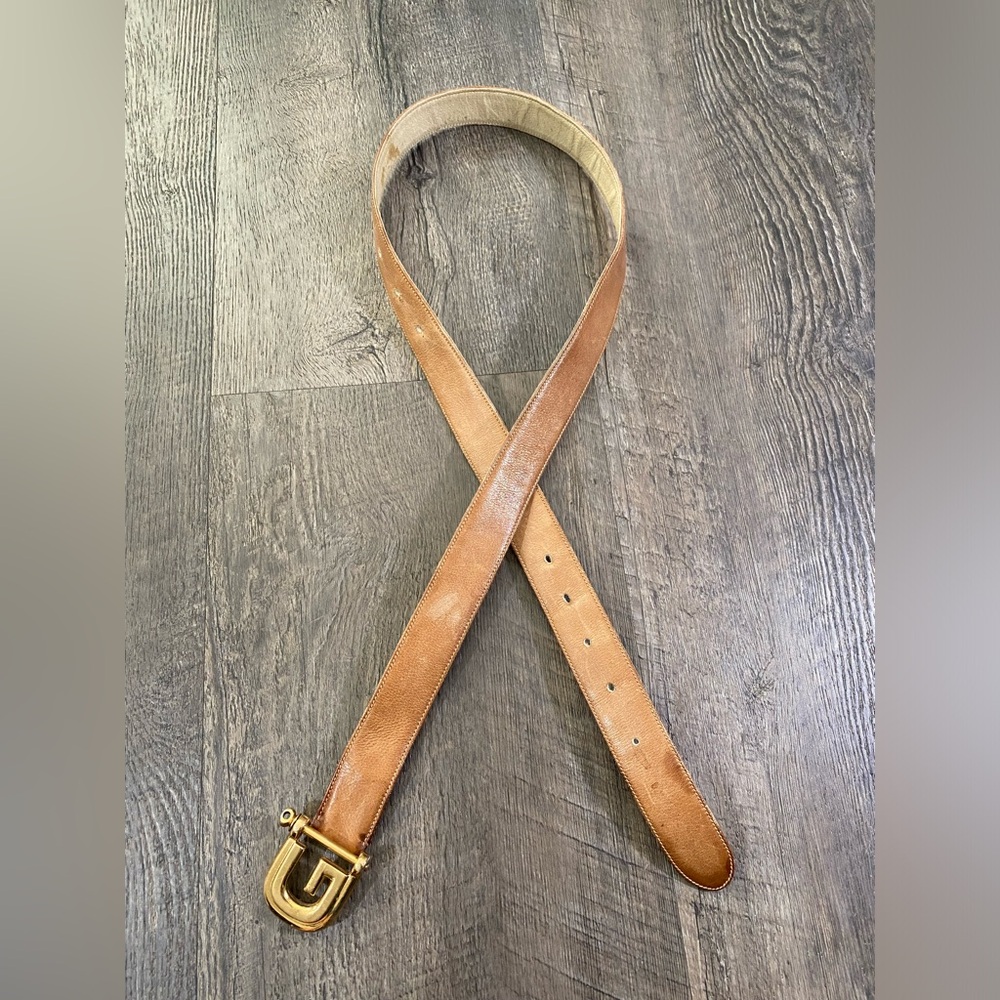 GUCCI Leather Golden Single G Vintage Brown Belt - Picture 2 of 9
